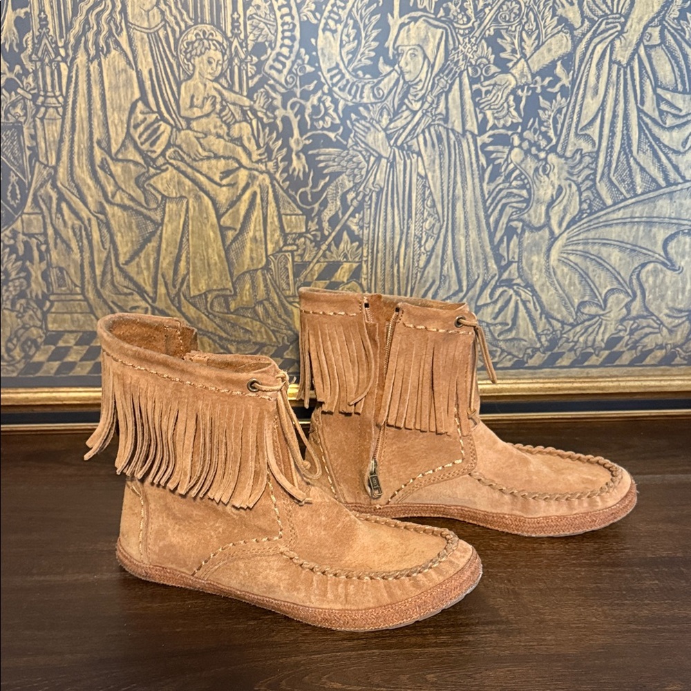 UGG Tan Suede Fringe Moccasins